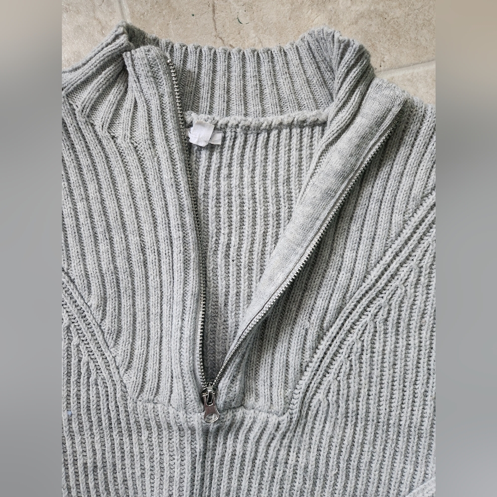Garage Balloon Sleeve Quarter Zip Sweater - Size Large - Picture 2 of 9